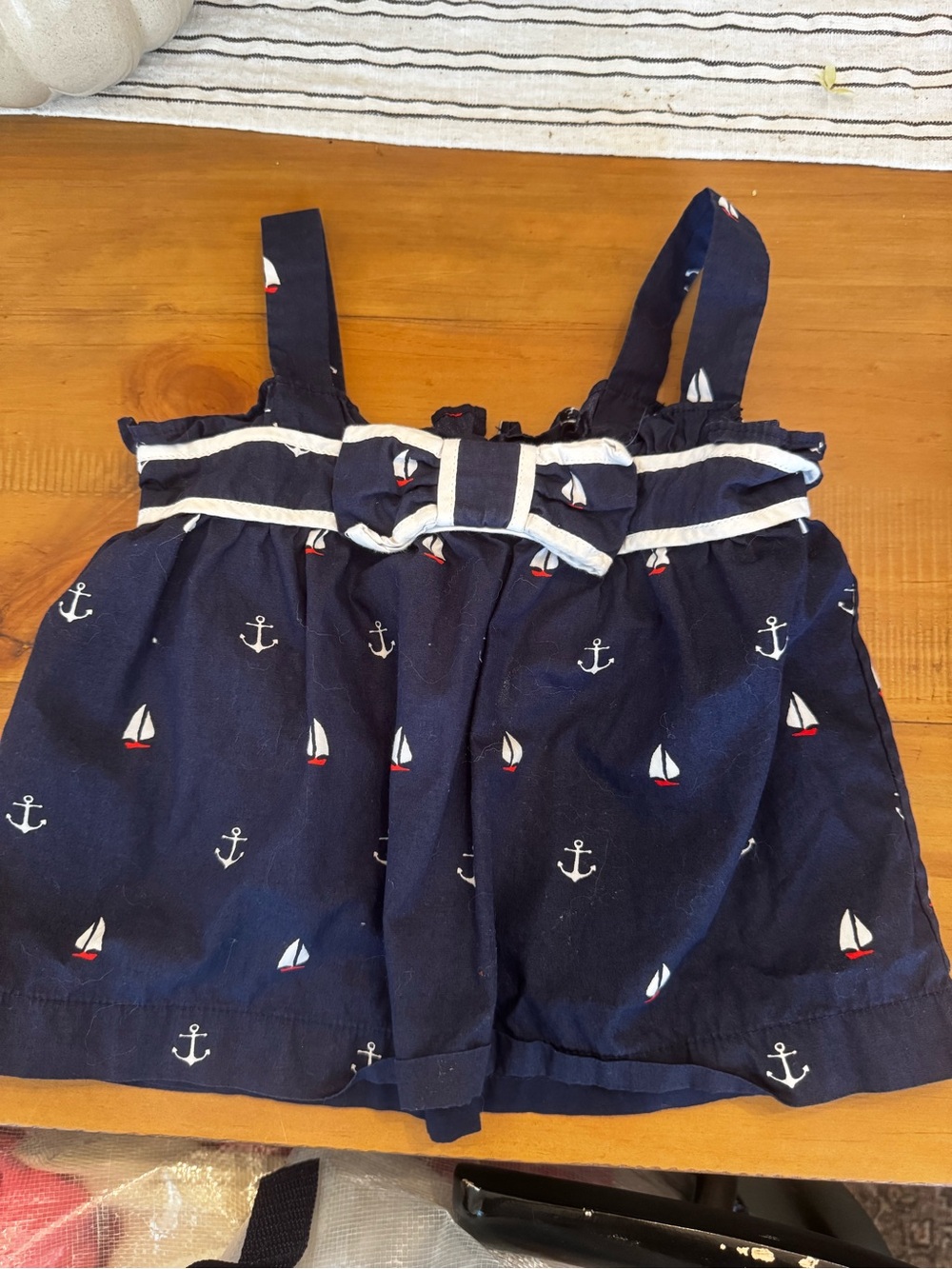 Janie and Jack Navy Nautical Tank with Sailboat & Anchor Print